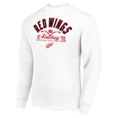 NHL White Detroit Red Wings Starter Stick And Puck Logo Fleece Pullover Sweatshirt
