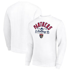 NHL White Florida Panthers Starter Stick And Puck Logo Fleece Pullover Sweatshirt