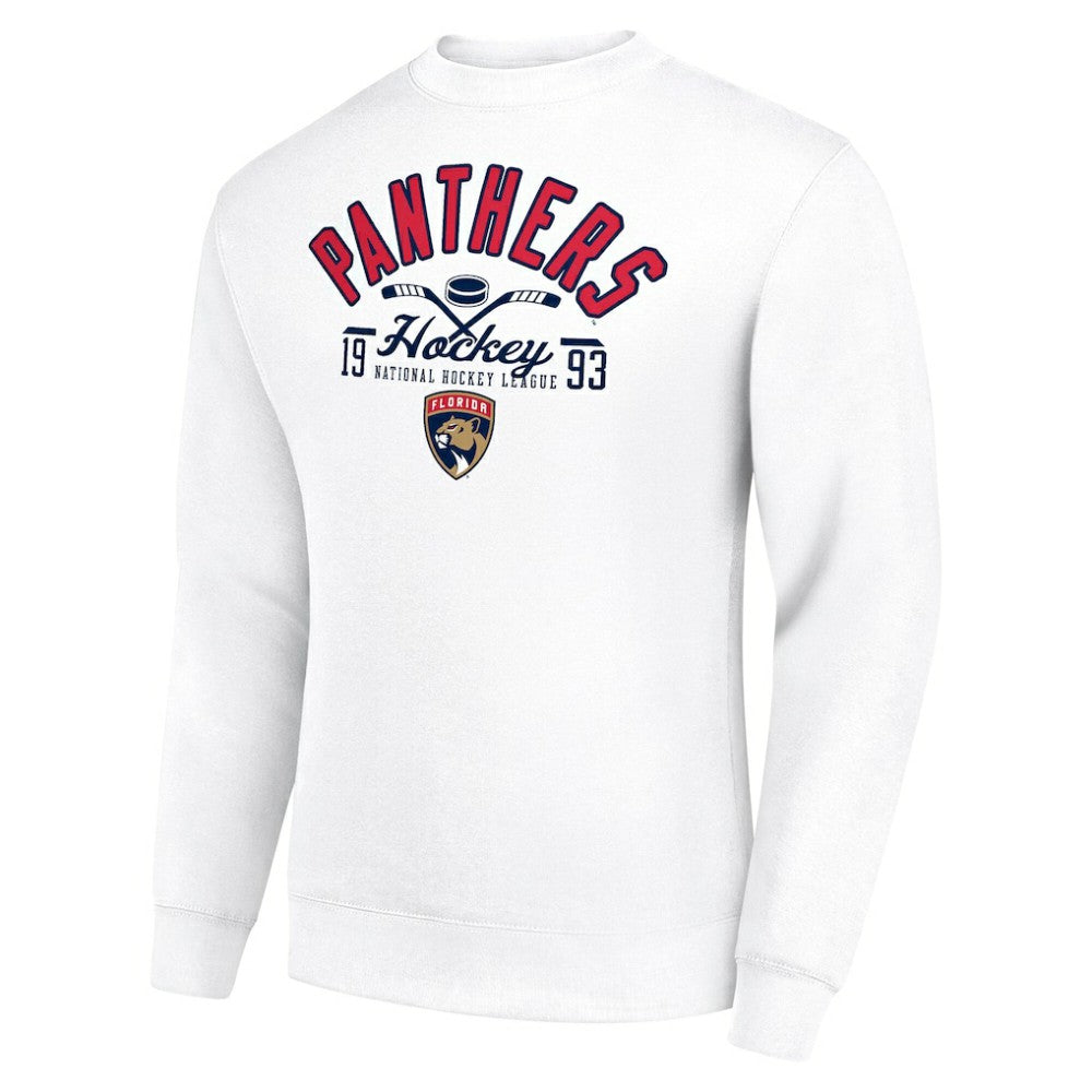 NHL White Florida Panthers Starter Stick And Puck Logo Fleece Pullover Sweatshirt