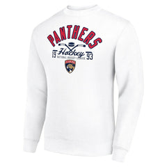 NHL White Florida Panthers Starter Stick And Puck Logo Fleece Pullover Sweatshirt