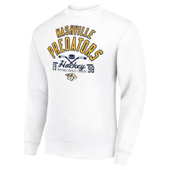 NHL White Nashville Predators Starter Stick And Puck Logo Fleece Pullover Sweatshirt