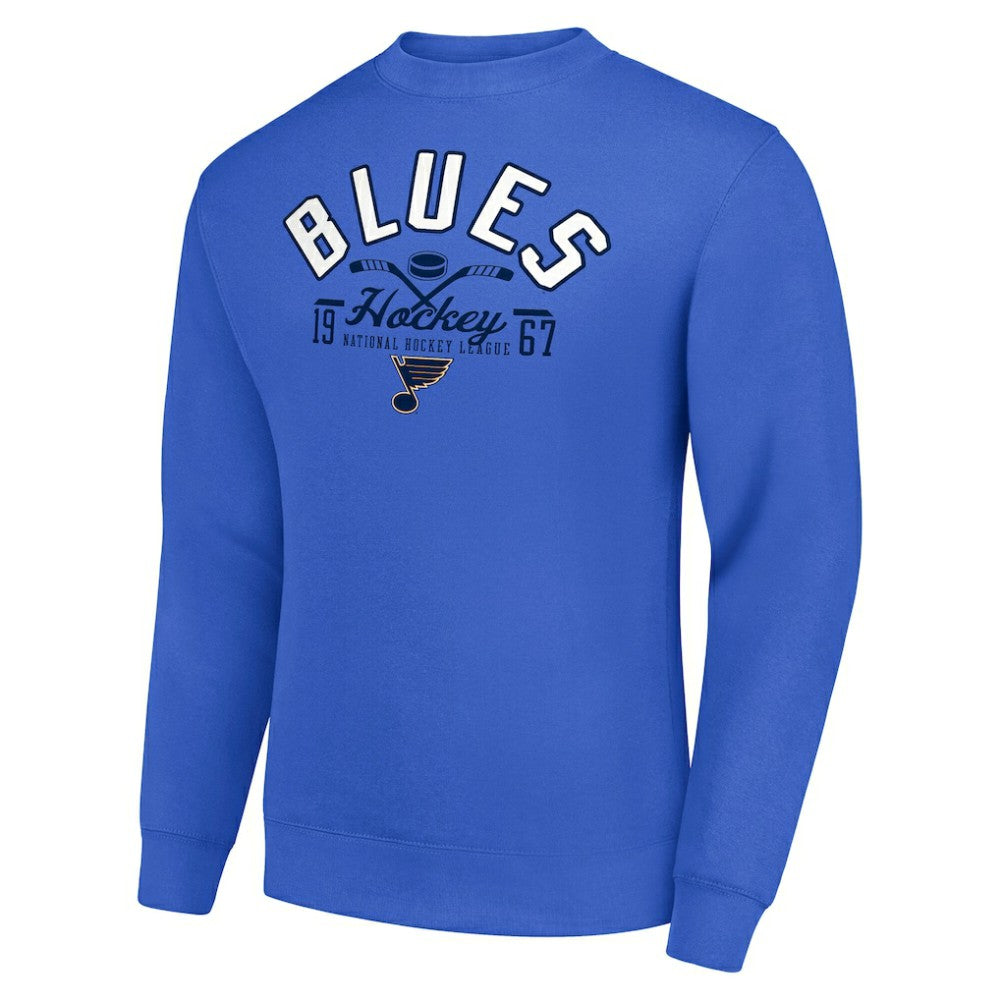 NHL Royal St. Louis Blues Starter Stick And Puck Logo Fleece Pullover Sweatshirt