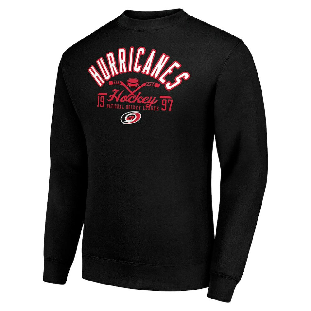NHL Black Carolina Hurricanes Starter Stick And Puck Logo Fleece Pullover Sweatshirt