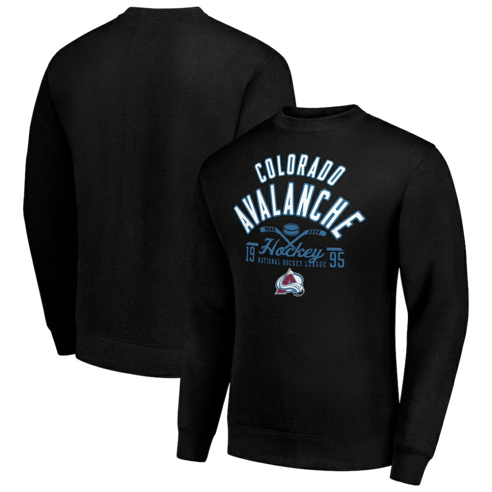 NHL Black Colorado Avalanche Starter Stick And Puck Logo Fleece Pullover Sweatshirt