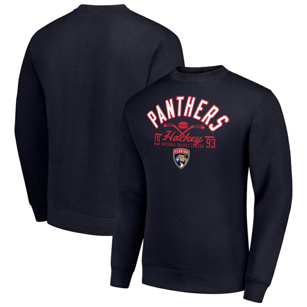 NHL Navy Florida Panthers Starter Stick And Puck Logo Fleece Pullover Sweatshirt
