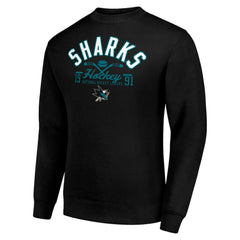 NHL Black San Jose Sharks Starter Stick And Puck Logo Fleece Pullover Sweatshirt