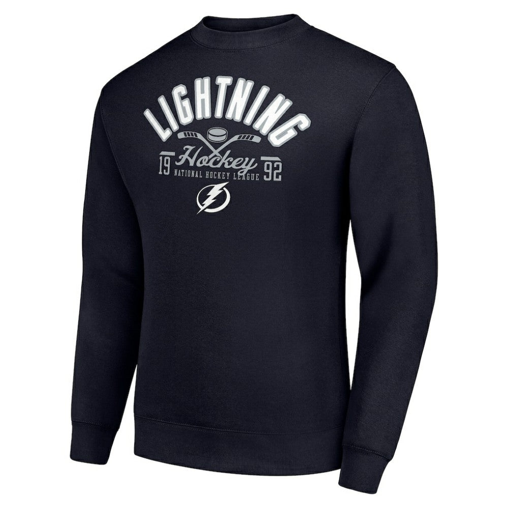NHL Navy Tampa Bay Lightning Starter Stick And Puck Logo Fleece Pullover Sweatshirt