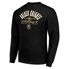 NHL Black Vegas Golden Knights Starter Stick And Puck Logo Fleece Pullover Sweatshirt