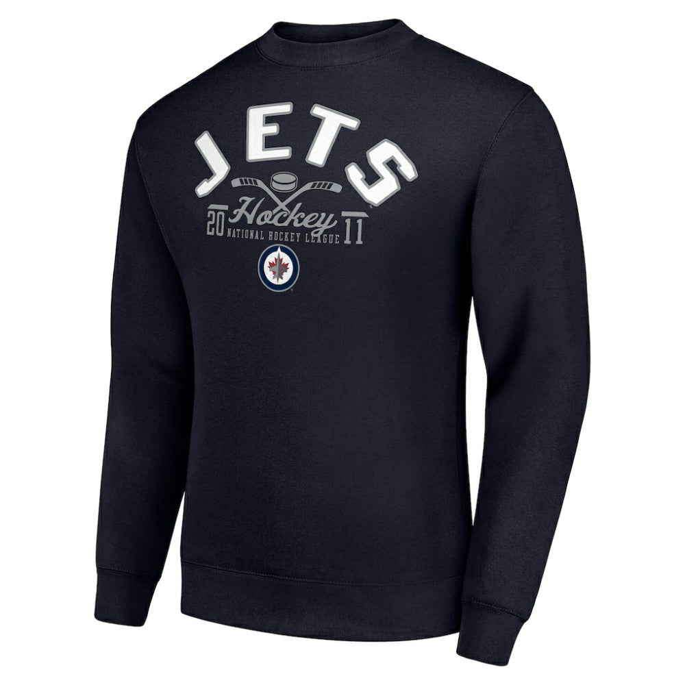 NHL Navy Winnipeg Jets Starter Stick And Puck Logo Fleece Pullover Sweatshirt