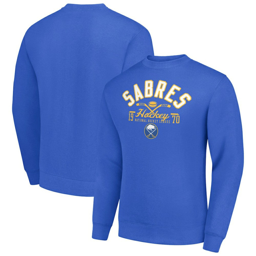 NHL Royal Buffalo Sabres Starter Stick And Puck Logo Fleece Pullover Sweatshirt