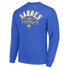 NHL Royal Buffalo Sabres Starter Stick And Puck Logo Fleece Pullover Sweatshirt