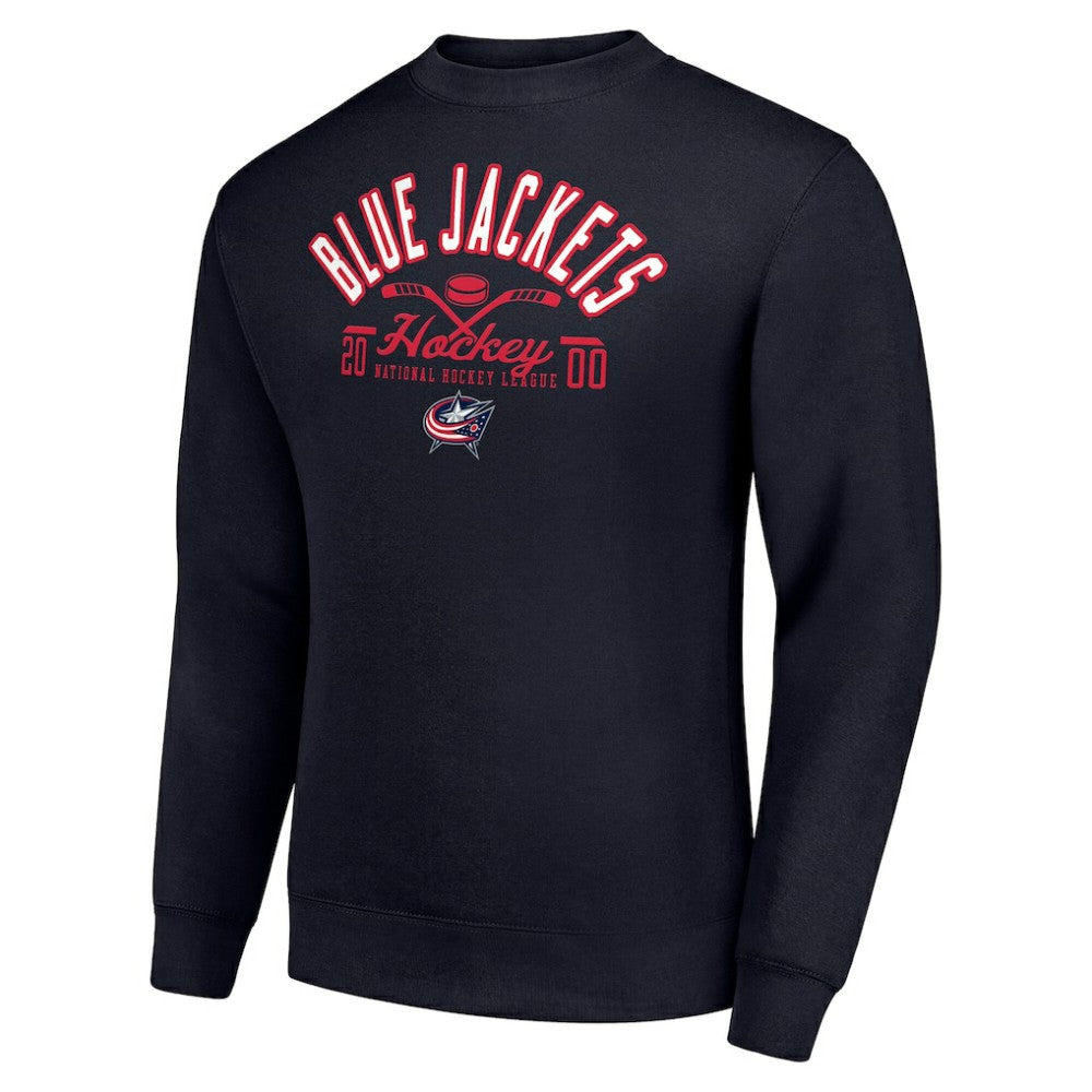 NHL Navy Columbus Blue Jackets Starter Stick And Puck Logo Fleece Pullover Sweatshirt