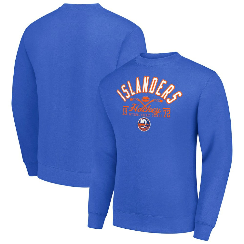 NHL Royal New York Islanders Starter Stick And Puck Logo Fleece Pullover Sweatshirt