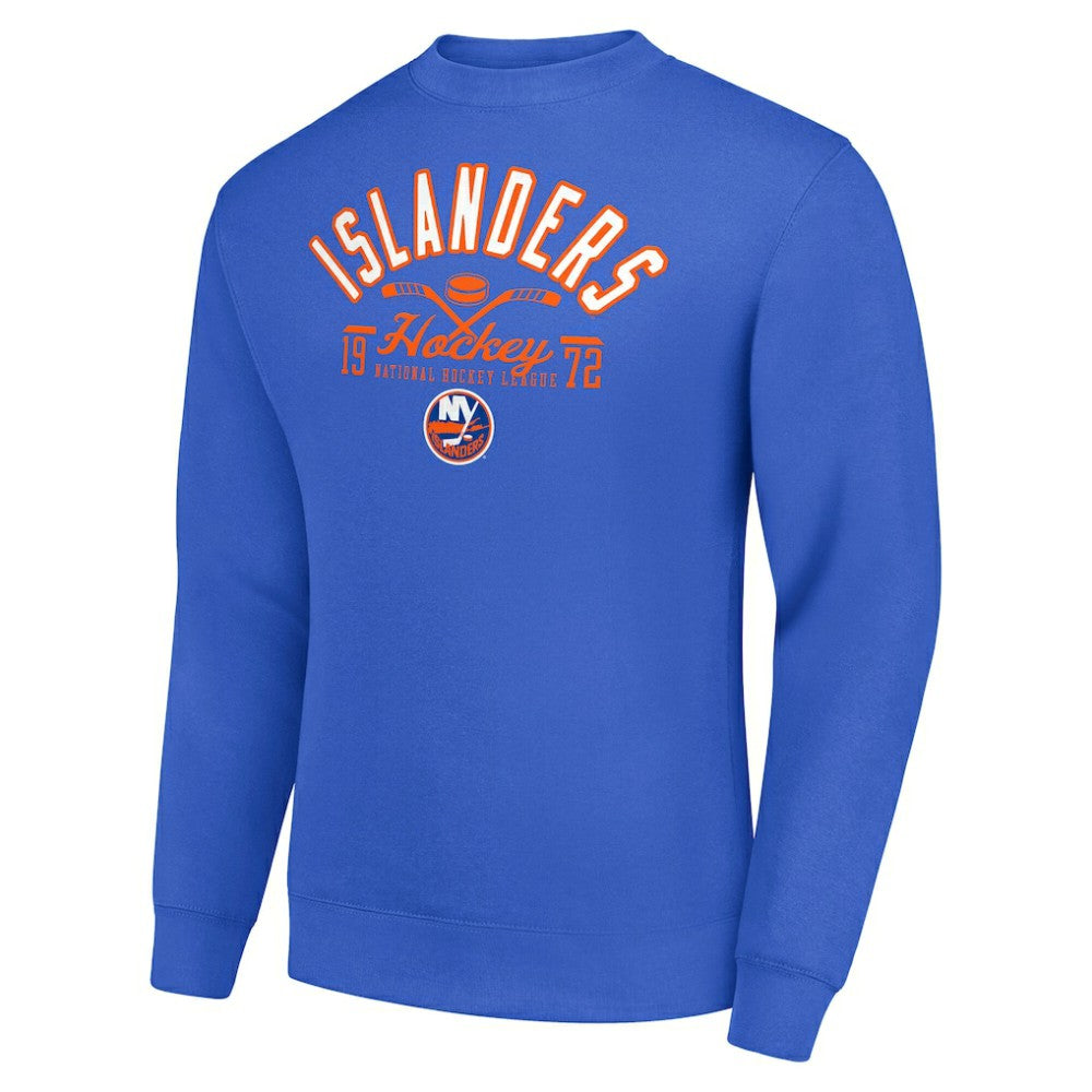 NHL Royal New York Islanders Starter Stick And Puck Logo Fleece Pullover Sweatshirt