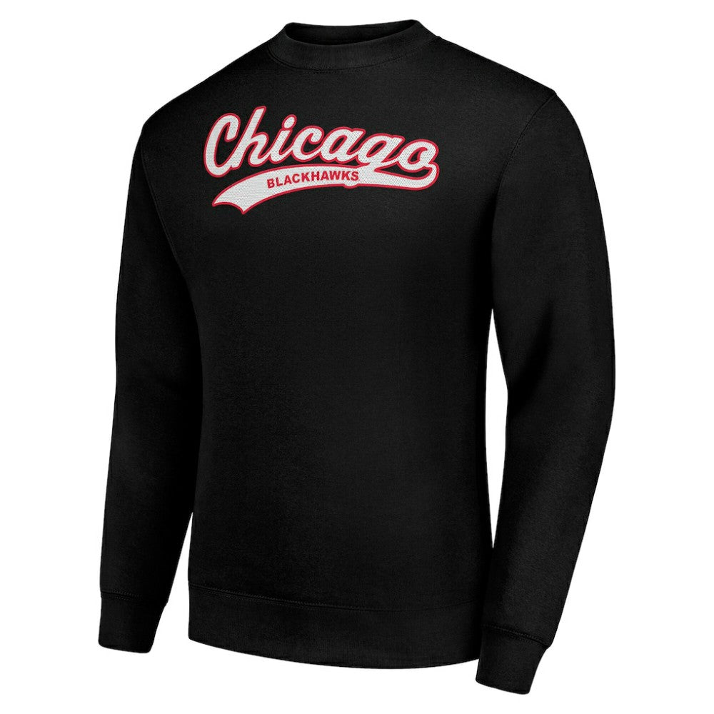 NHL Black Chicago Blackhawks Starter  Tailsweep City Pullover Sweatshirt