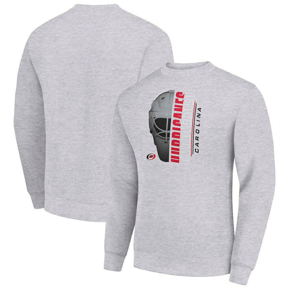 NHL Heather Gray Carolina Hurricanes Starter  Half Helmet Team Logo Pullover Sweatshirt