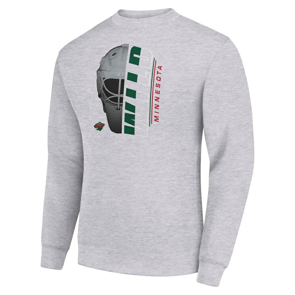 NHL Heather Gray Minnesota Wild Starter  Half Helmet Team Logo Pullover Sweatshirt