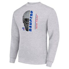 NHL Heather Gray New York Rangers Starter  Half Helmet Team Logo Pullover Sweatshirt