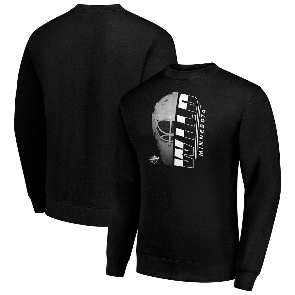 NHL Black Minnesota Wild Starter  Half Helmet Team Logo Pullover Sweatshirt