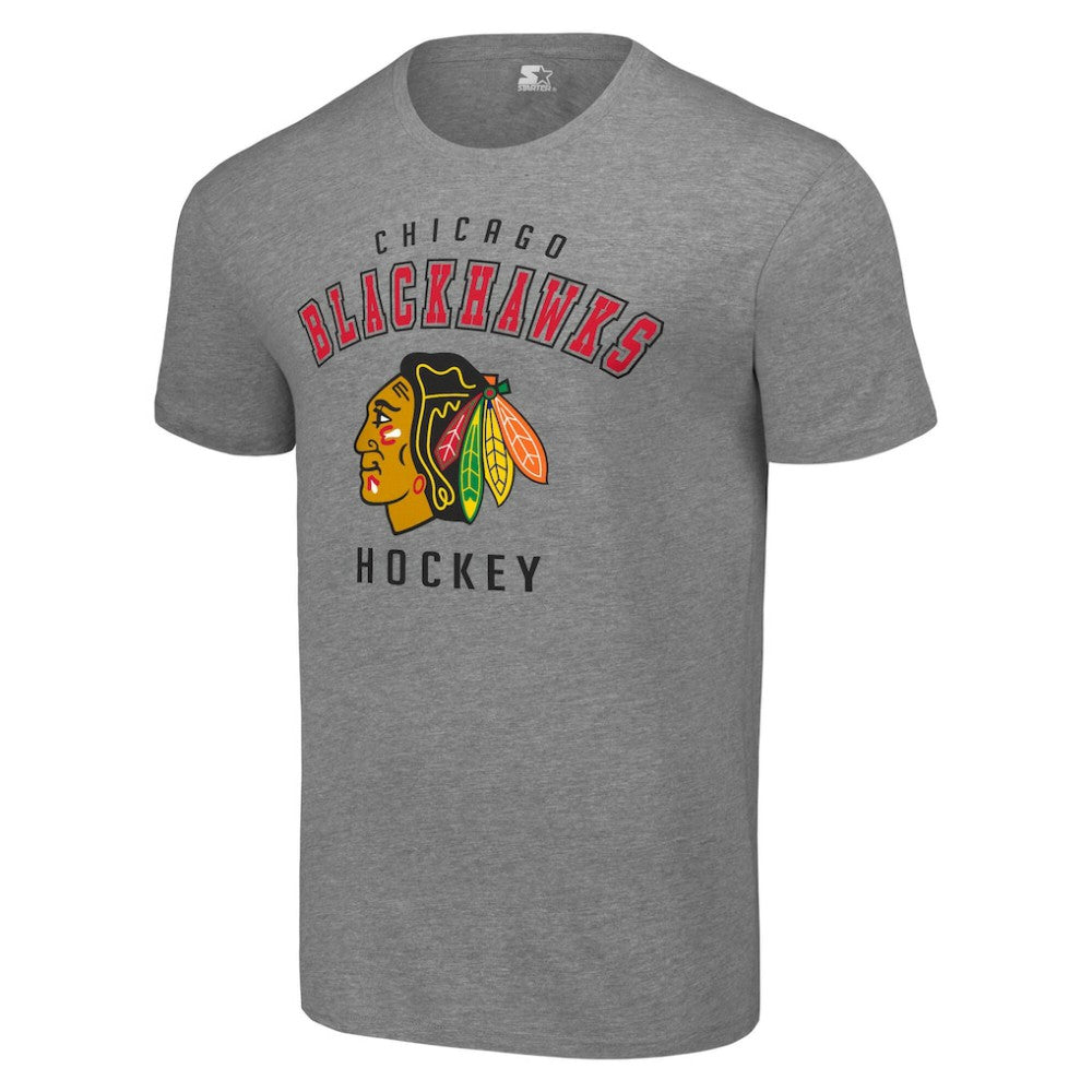 NHL Heather Gray Chicago Blackhawks Starter Logo T-Shirt