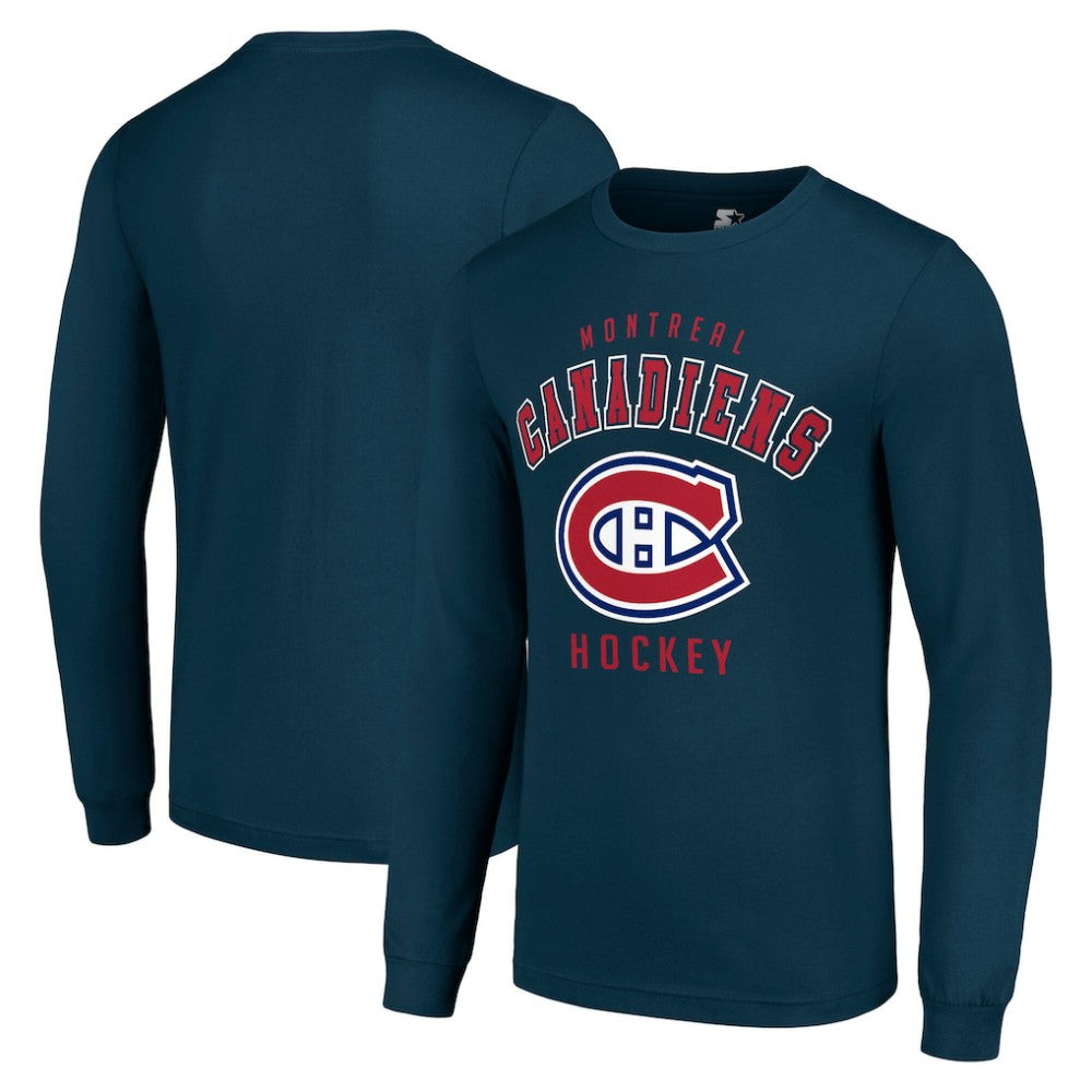 NHL Navy Montreal Canadiens Starter Logo Long Sleeve T-Shirt