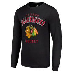 NHL Black Chicago Blackhawks Starter Logo Long Sleeve T-Shirt