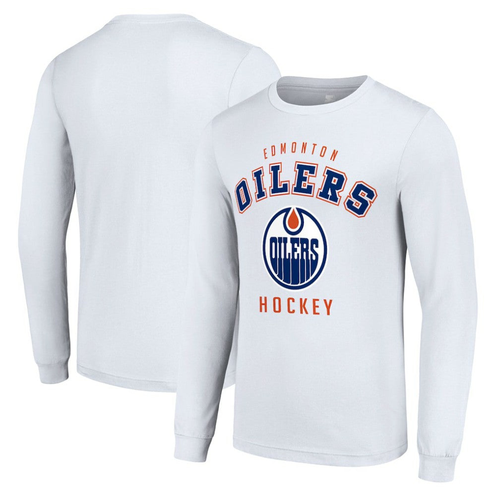 NHL White Edmonton Oilers Starter Logo Long Sleeve T-Shirt