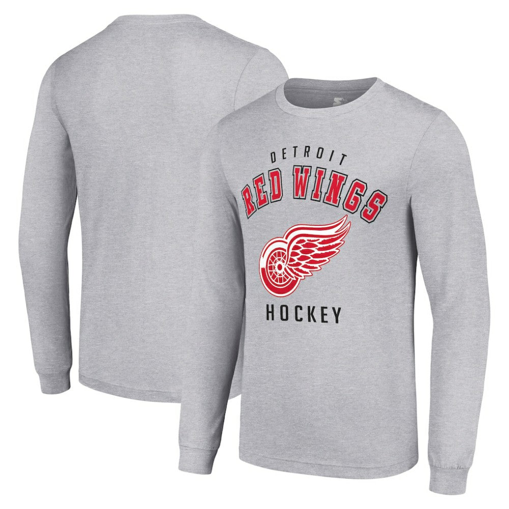 NHL Heather Gray Detroit Red Wings Starter Logo Long Sleeve T-Shirt