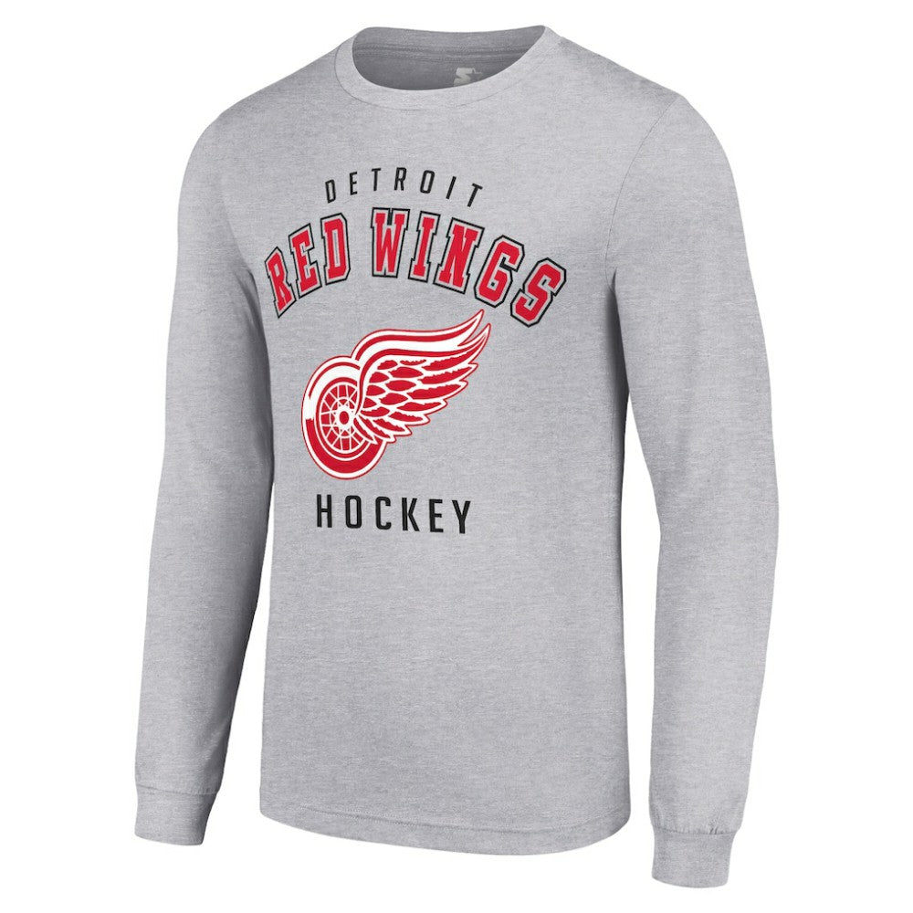 NHL Heather Gray Detroit Red Wings Starter Logo Long Sleeve T-Shirt