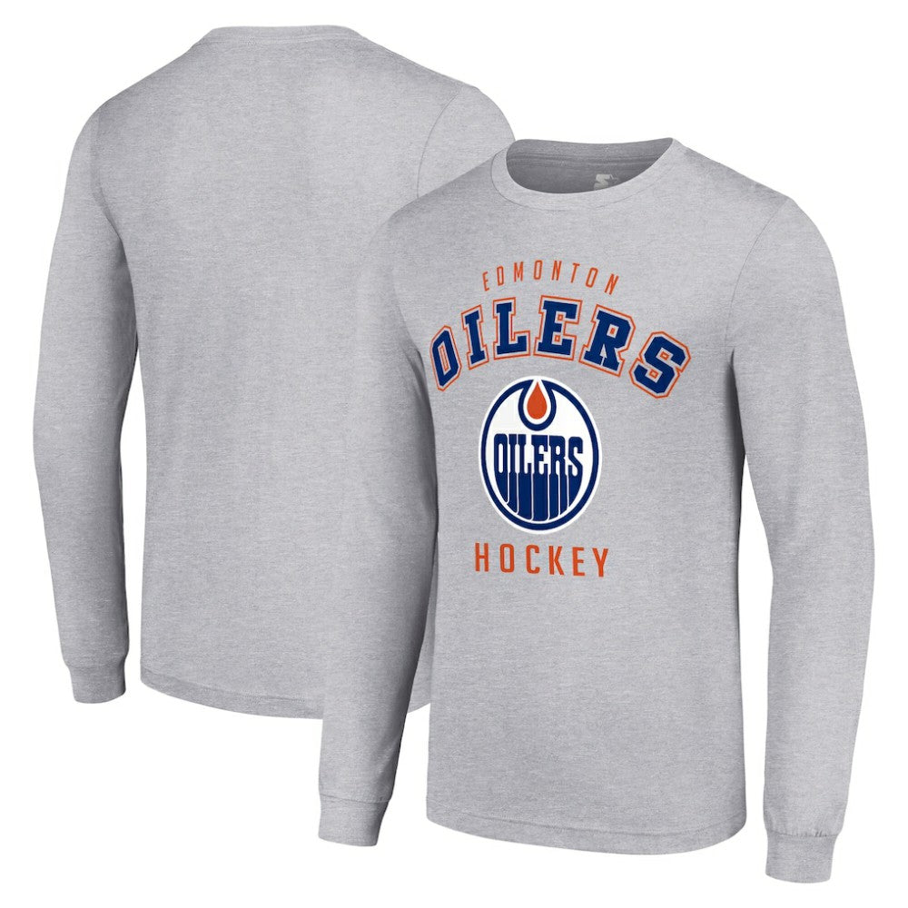 NHL Heather Gray Edmonton Oilers Starter Logo Long Sleeve T-Shirt
