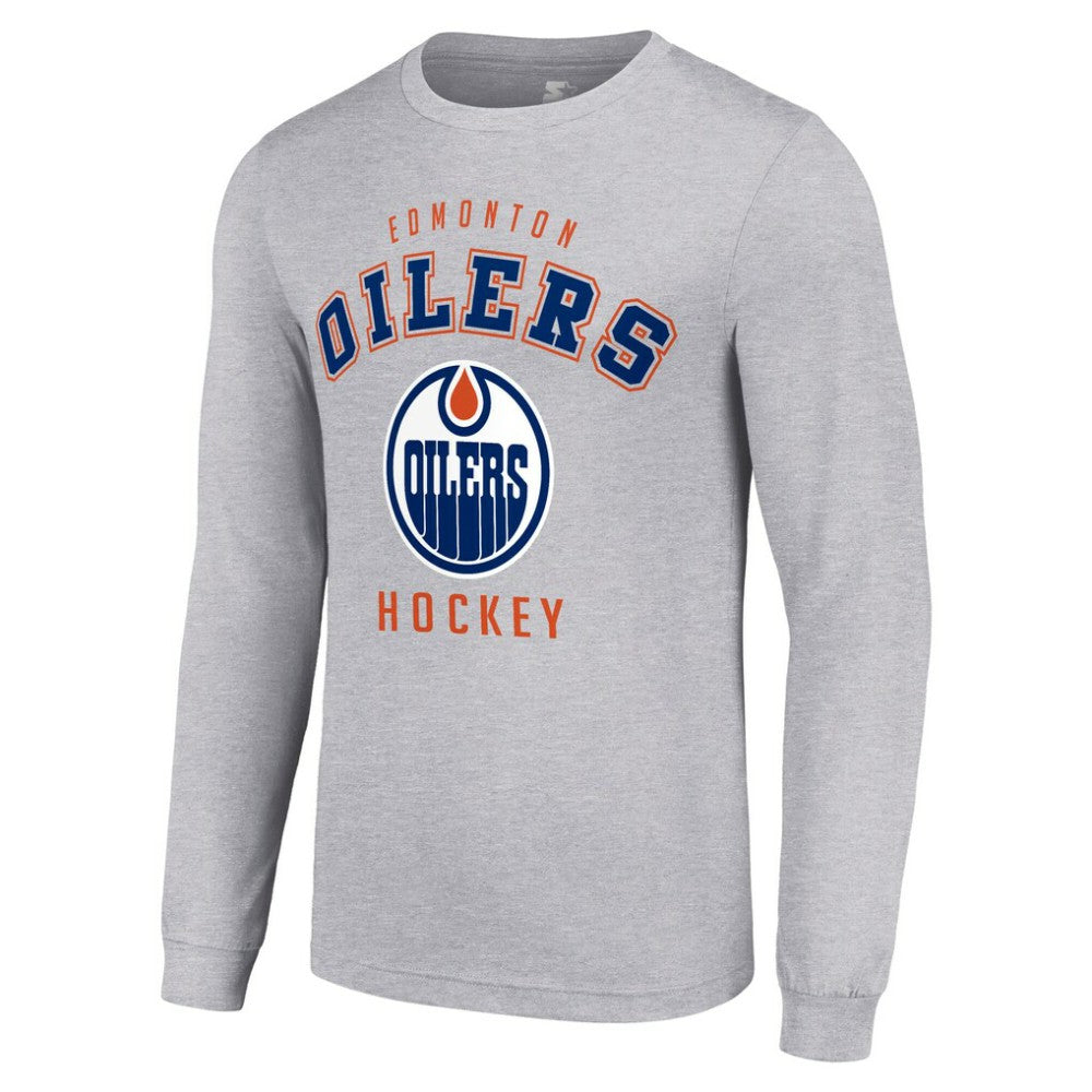 NHL Heather Gray Edmonton Oilers Starter Logo Long Sleeve T-Shirt