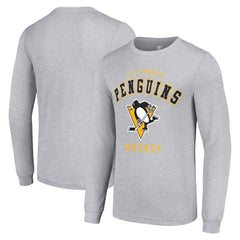 NHL Heather Gray Pittsburgh Penguins Starter Logo Long Sleeve T-Shirt