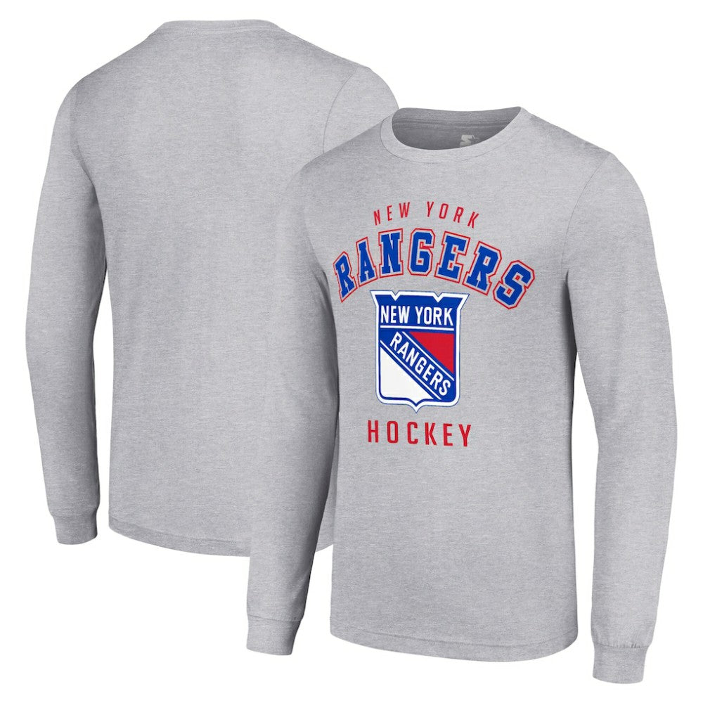NHL Heather Gray New York Rangers Starter Logo Long Sleeve T-Shirt
