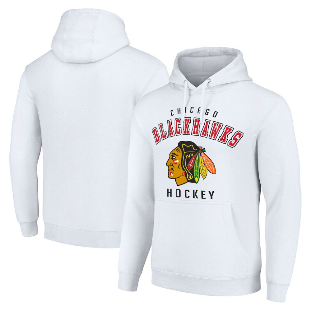 NHL White Chicago Blackhawks Starter Logo Pullover Hoodie
