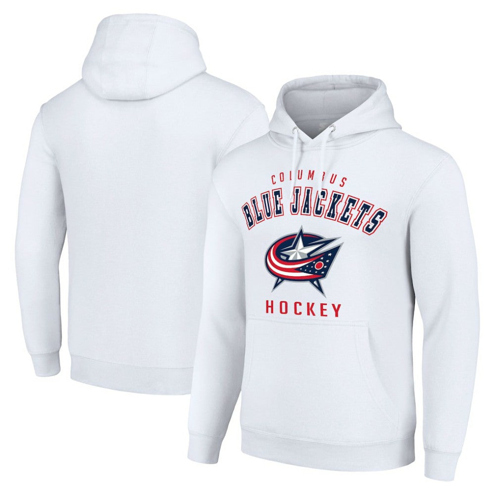 NHL White Columbus Blue Jackets Starter Logo Pullover Hoodie