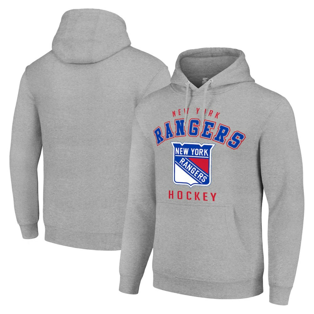 NHL Heather Gray New York Rangers Starter Logo Pullover Hoodie