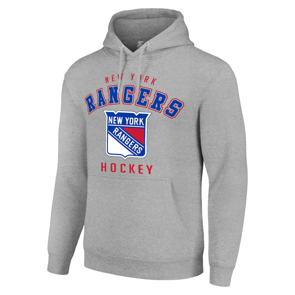 NHL Heather Gray New York Rangers Starter Logo Pullover Hoodie