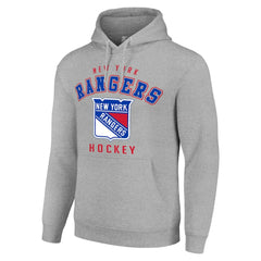 NHL Heather Gray New York Rangers Starter Logo Pullover Hoodie