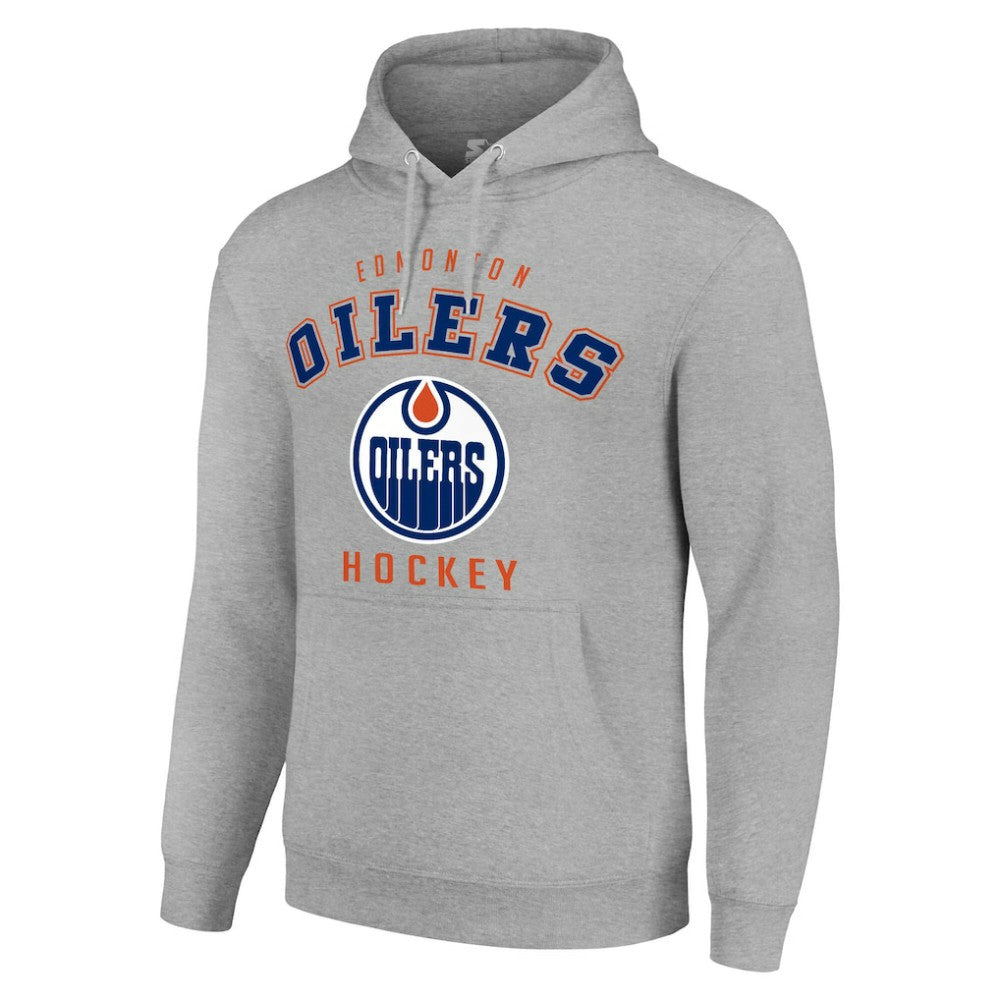 NHL Heather Gray Edmonton Oilers Starter Logo Pullover Hoodie
