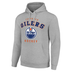 NHL Heather Gray Edmonton Oilers Starter Logo Pullover Hoodie