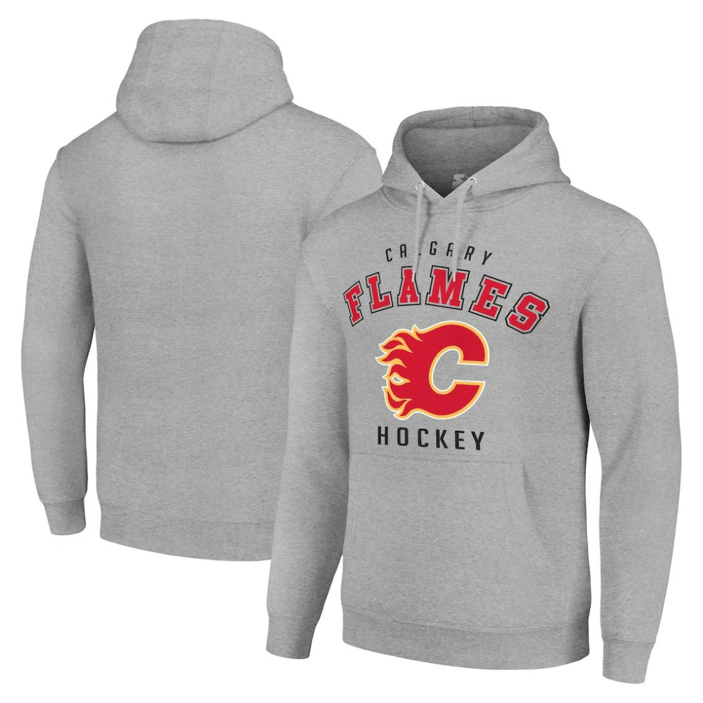 NHL Heather Gray Calgary Flames Starter Logo Pullover Hoodie