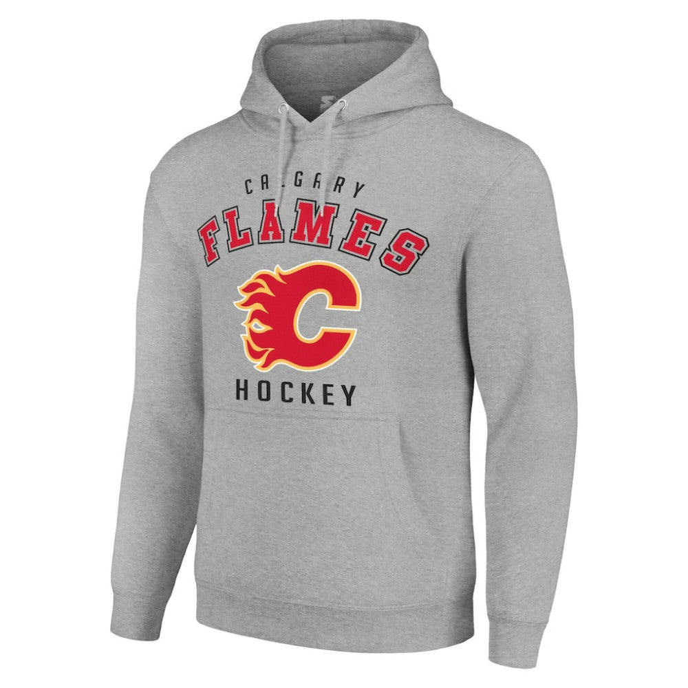 NHL Heather Gray Calgary Flames Starter Logo Pullover Hoodie