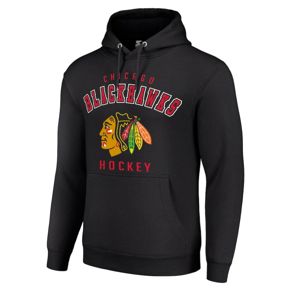NHL Black Chicago Blackhawks Starter Logo Pullover Hoodie
