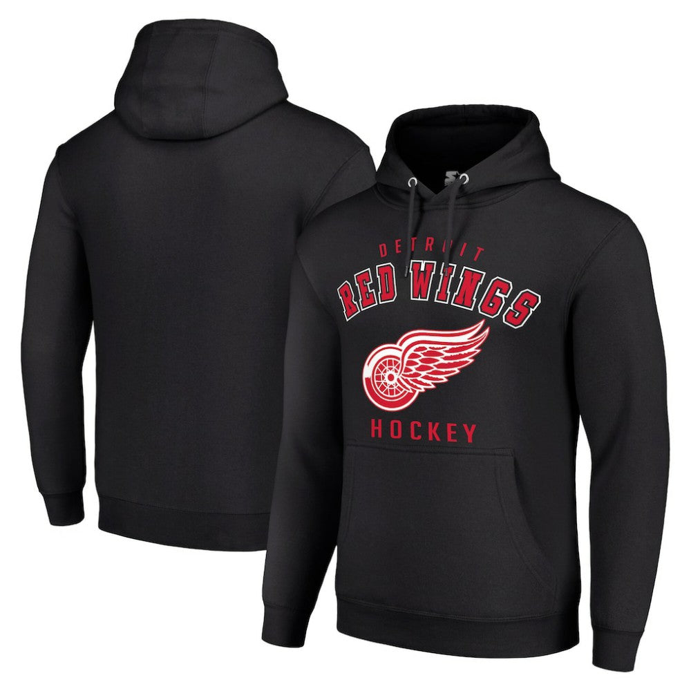 NHL Black Detroit Red Wings Starter Logo Pullover Hoodie