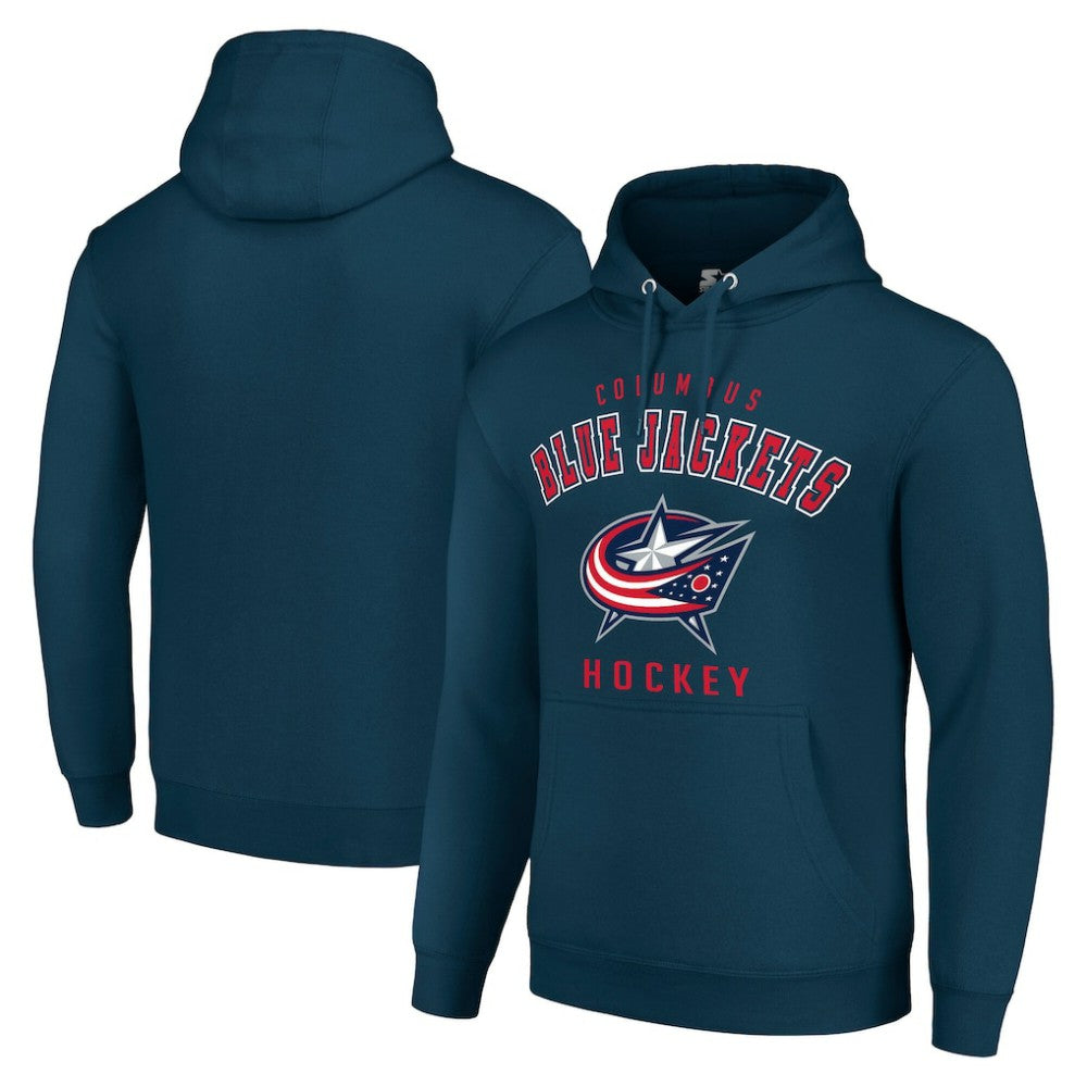 NHL Navy Columbus Blue Jackets Starter Logo Pullover Hoodie