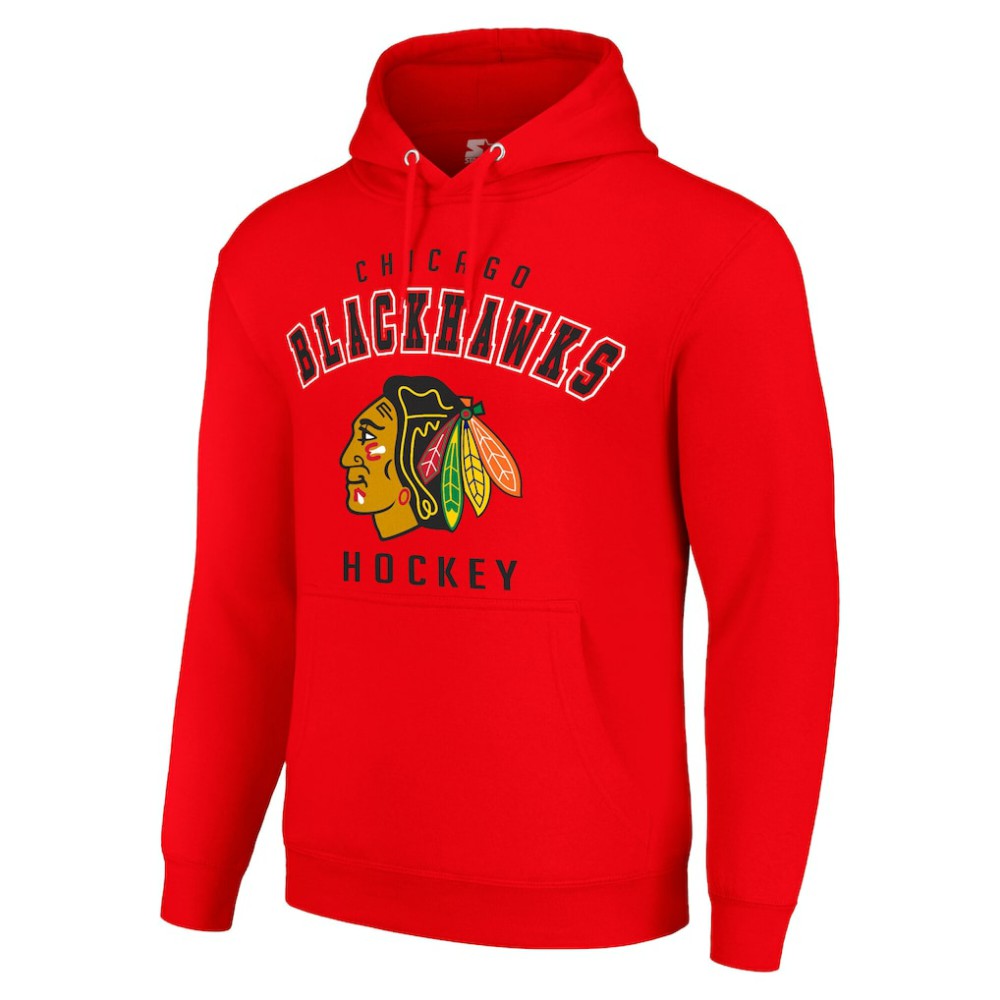 NHL Red Chicago Blackhawks Starter Logo Pullover Hoodie