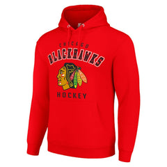NHL Red Chicago Blackhawks Starter Logo Pullover Hoodie