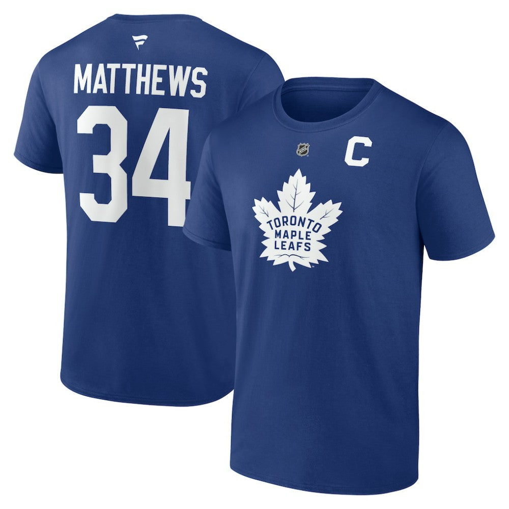 NHL Blue Auston Matthews Toronto Maple Leafs Fanatics Authentic Stack Name & Number T-Shirt