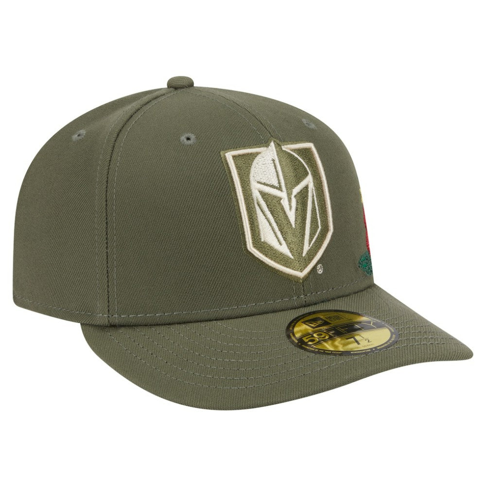 NHL Olive Vegas Golden Knights New Era Tonal Florals 59FIFTY Fitted Hat