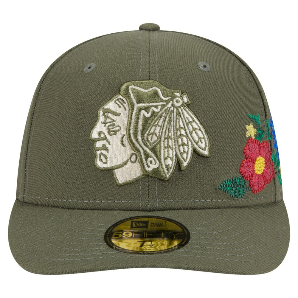 NHL Olive Chicago Blackhawks New Era Tonal Florals 59FIFTY Fitted Hat